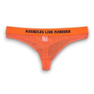 Assholes Live Forever Neon Orange Mesh Thong